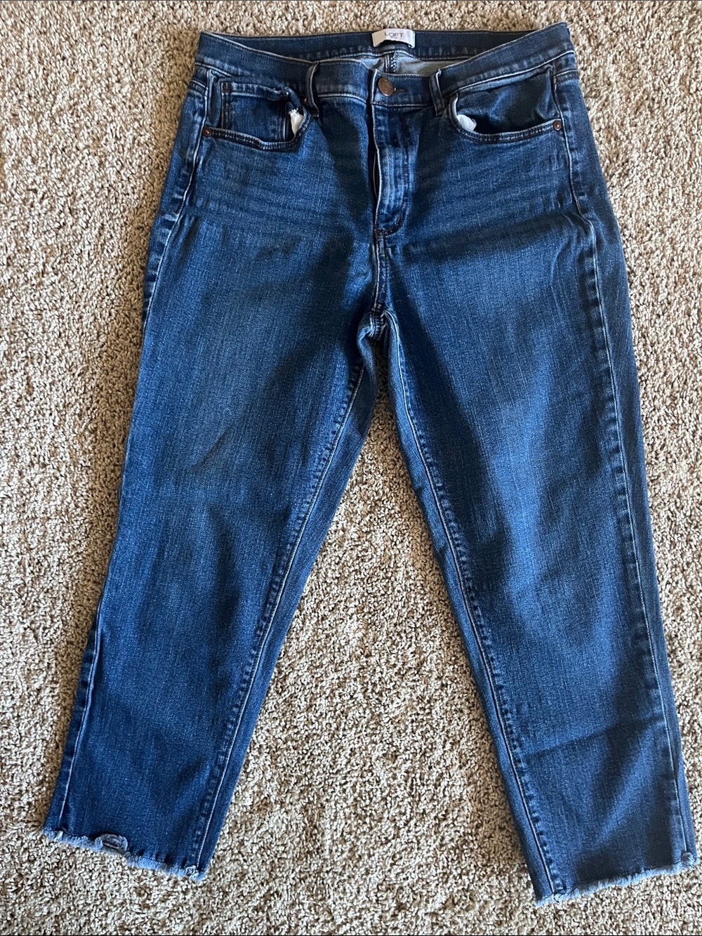 LOFT Indigo Ankle Crop Straight Jeans